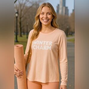 Aerie Graphic Long Sleeve Tee Soft Girl Cozy Relaxed Fit Y2K  Loungewear Boho 90